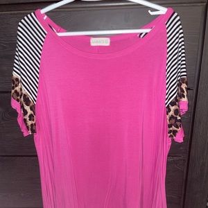 LARACE Leopard Print Top Short 3X Tunic Striped Long Tee Shirt for Leggings